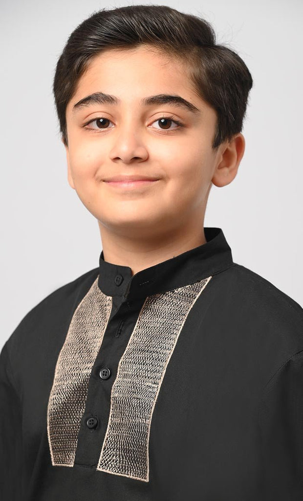 Bilal Muslim Boys Black Kurta Pajama Set - Final Sale - EastEssence.com