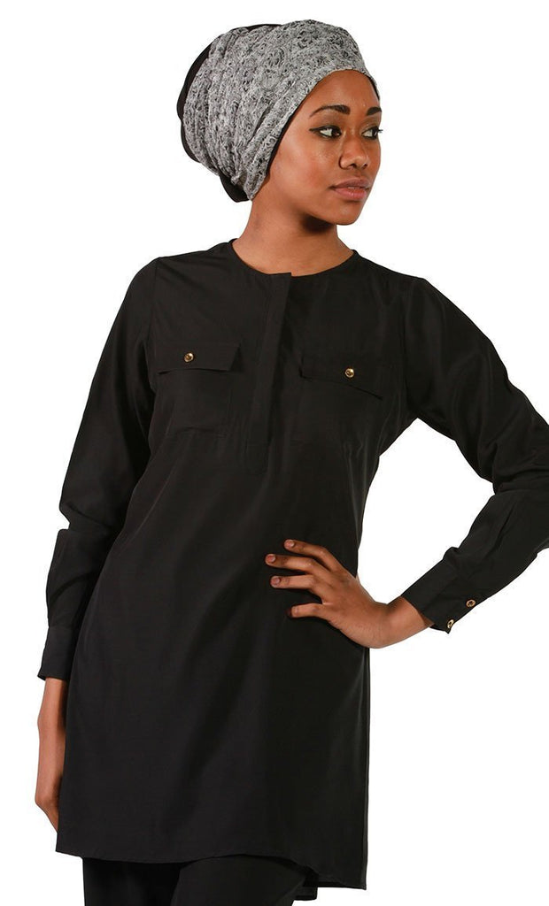 Black Crepe Tunic - Final Sale - EastEssence.com