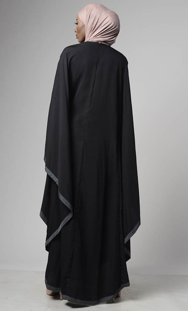 Black Grey Bordered Kaftan - Final Sale - EastEssence.com