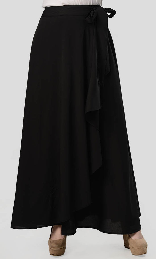 Black Wrap Around Ruffle Skirt - Final Sale - EastEssence.com