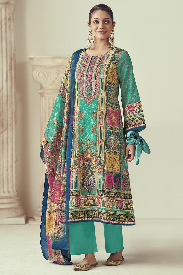 Block printed Printed Full Sleeves Cotton Kurta Pant Dupatta Set - EastEssence.com