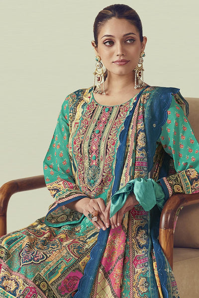Block printed Printed Full Sleeves Cotton Kurta Pant Dupatta Set - EastEssence.com