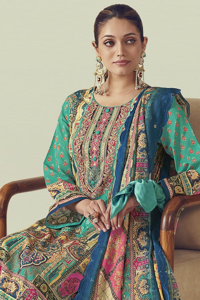 Block printed Printed Full Sleeves Cotton Kurta Pant Dupatta Set - EastEssence.com