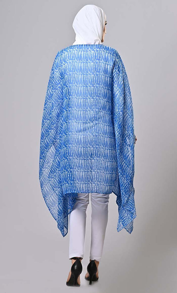 Blue Islamic Kaftan Printed Tunic - Final Sale - EastEssence.com