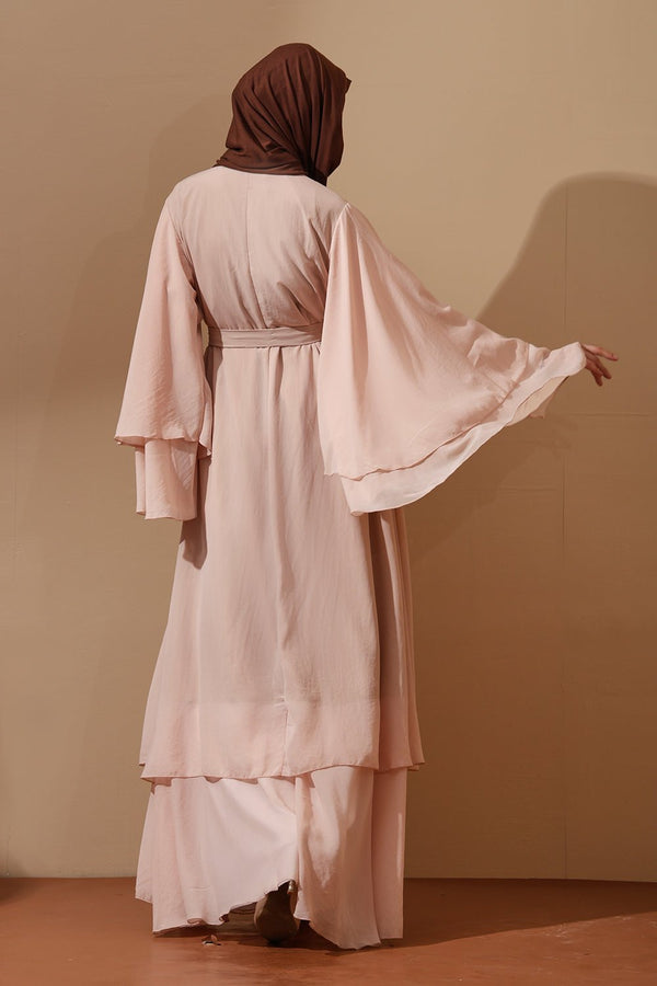 Blush Breeze Layered Chiffon Abaya - EastEssence.com