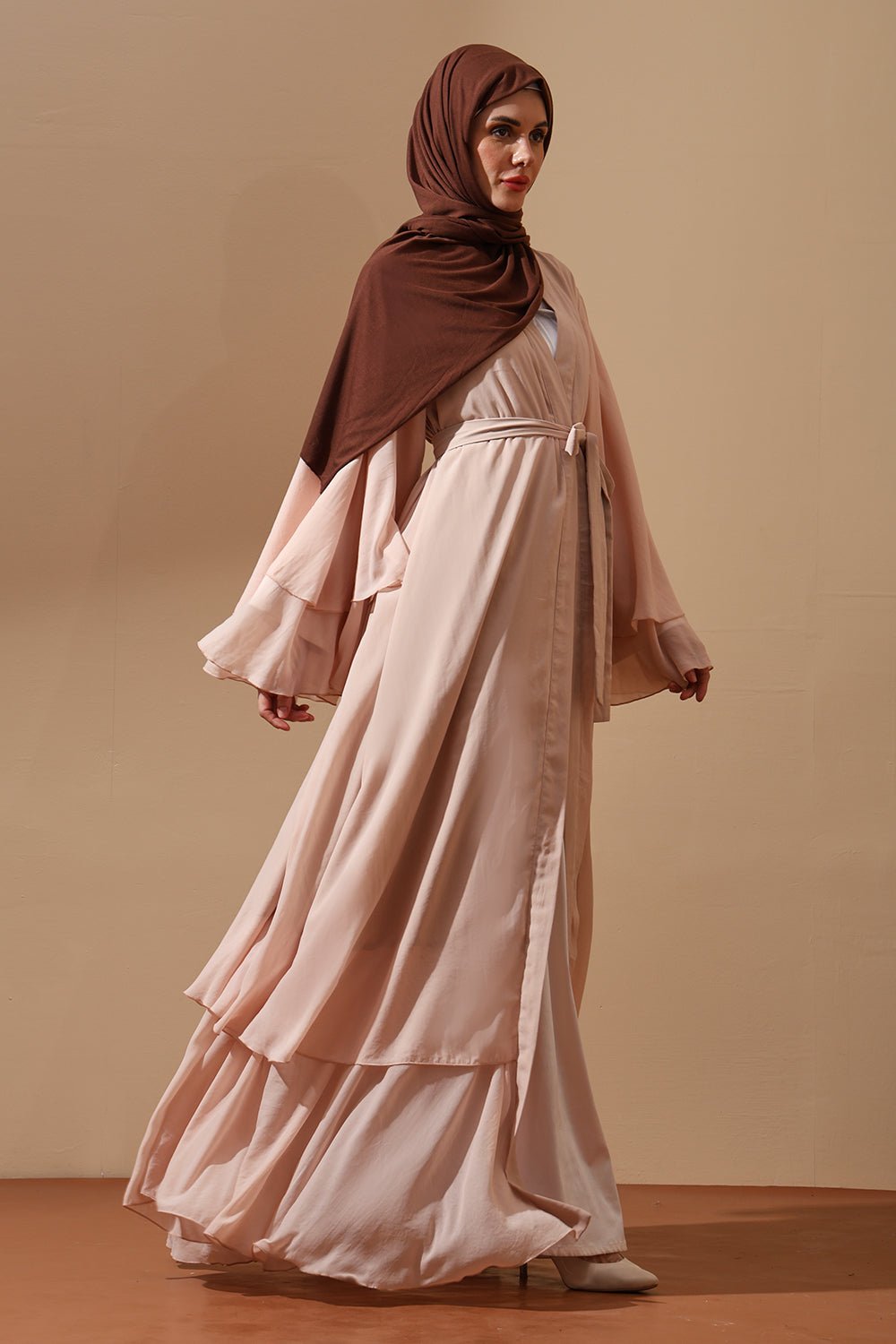 Blush Breeze Layered Chiffon Abaya - EastEssence.com