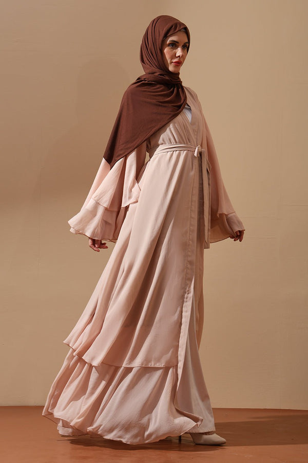 Blush Breeze Layered Chiffon Abaya - EastEssence.com