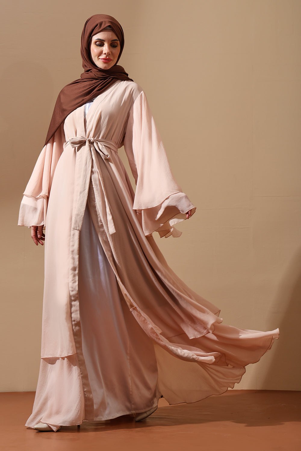 Blush Breeze Layered Chiffon Abaya - EastEssence.com