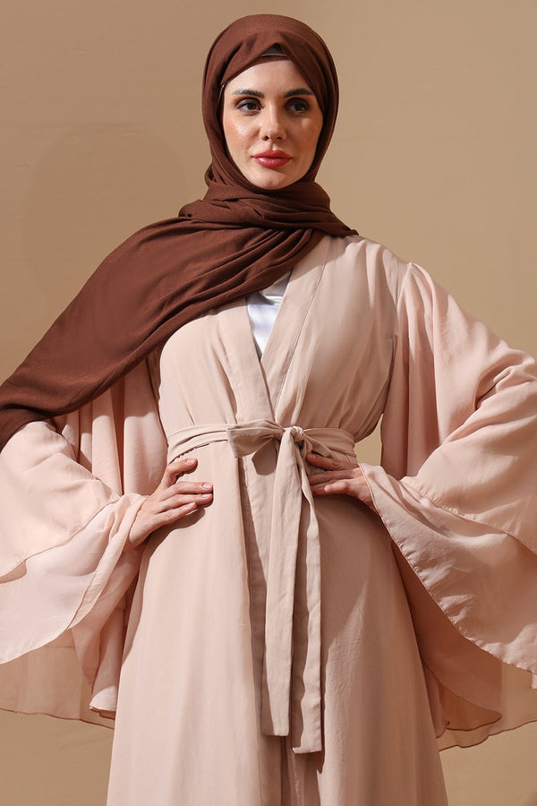 Blush Breeze Layered Chiffon Abaya - EastEssence.com