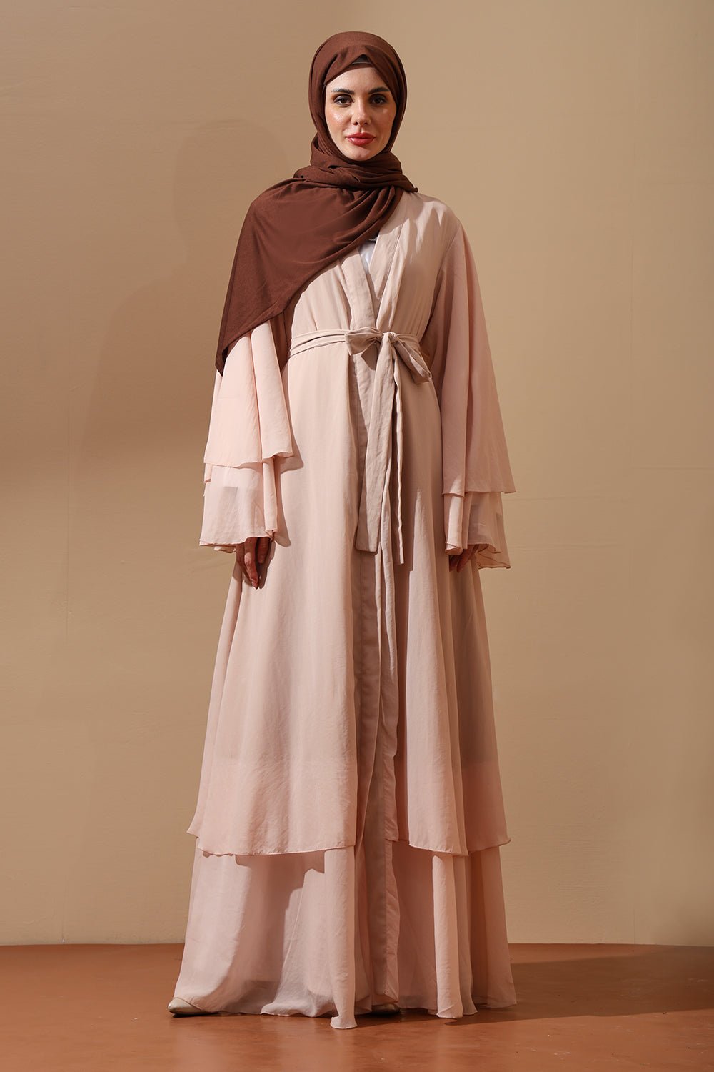 Blush Breeze Layered Chiffon Abaya - EastEssence.com
