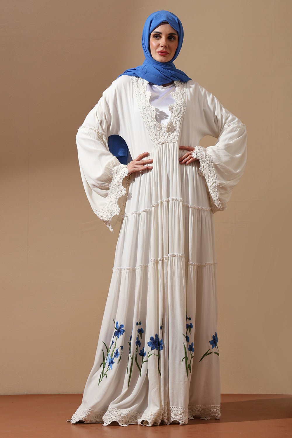 Boho Bloom Embroidered Abaya - EastEssence.com