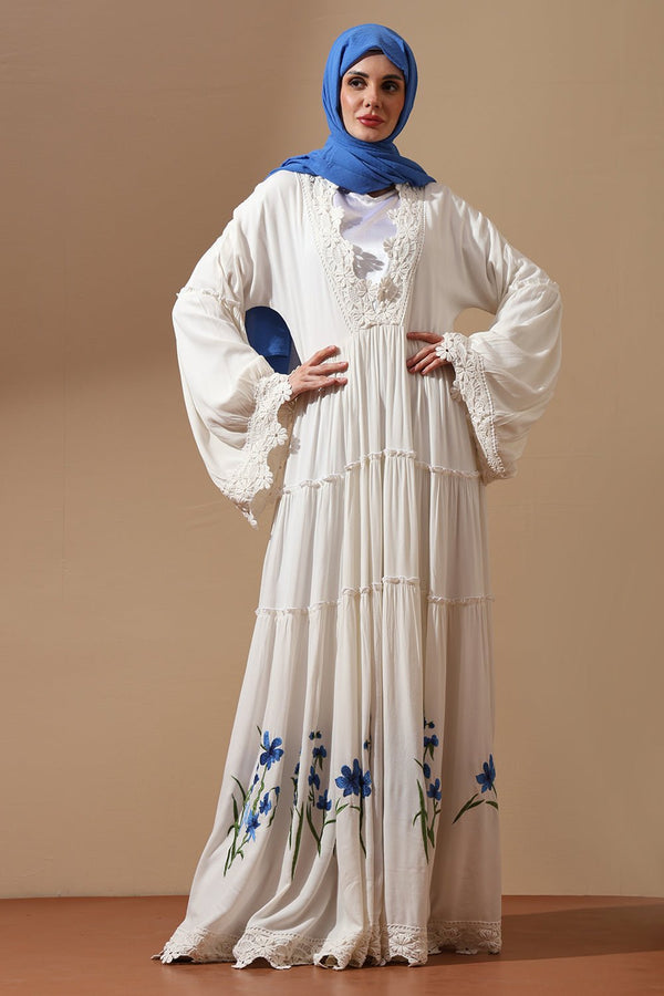 Boho Bloom Embroidered Abaya - EastEssence.com