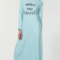 Books and Coffee text baisc everyday wear Abaya dress - EastEssence.com