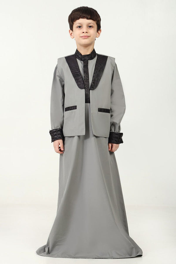 Boys' 2 - Piece Cotton Poplin Thobe Set with Jacket - EastEssence.com