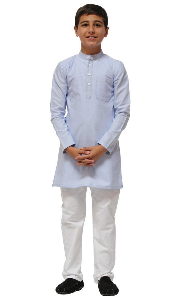 Boys Chambray Kurta Set - Final Sale - EastEssence.com