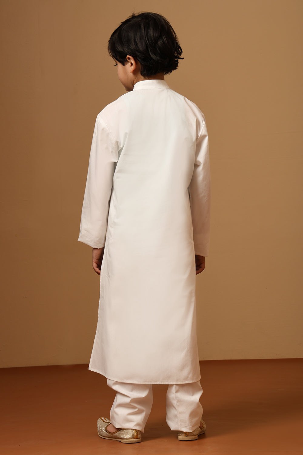 Boys Cotton Poplin contrast Embroidered Tunic Pant Set - EastEssence.com