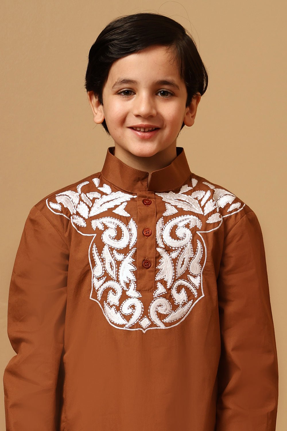 Boys Cotton Poplin Embroidered Tunic Pant Set - EastEssence.com