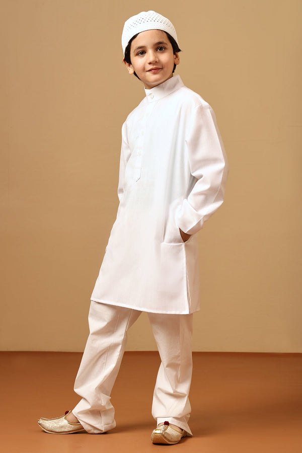 Boys Cotton Poplin Solid Tunic Pant Se - EastEssence.com