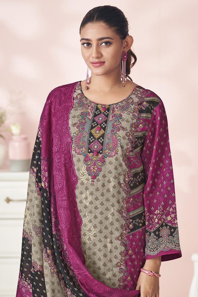 Bright Printed Cotton kameez Pants & Dupatta set Festival wear - EastEssence.com