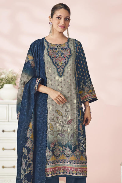 Bright Printed Cotton Suit Set with Pants & Dupatta - EastEssence.com