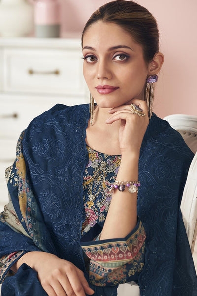 Bright Printed Cotton Suit Set with Pants & Dupatta - EastEssence.com