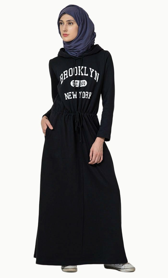Brooklyn New York Hoodie Abaya dress - EastEssence.com