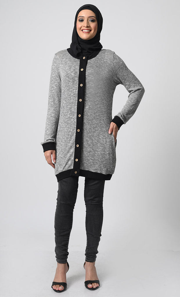 Button down Knitted Wool Winter Cardigan - EastEssence.com