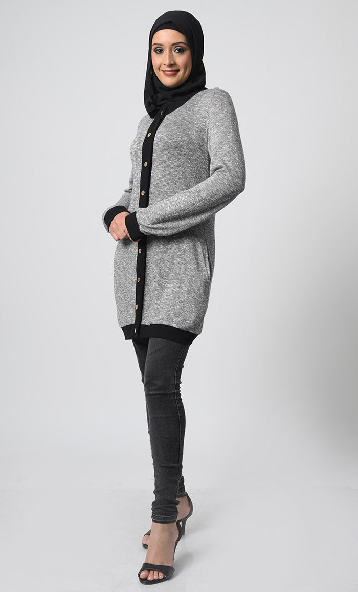 Button down Knitted Wool Winter Cardigan - EastEssence.com