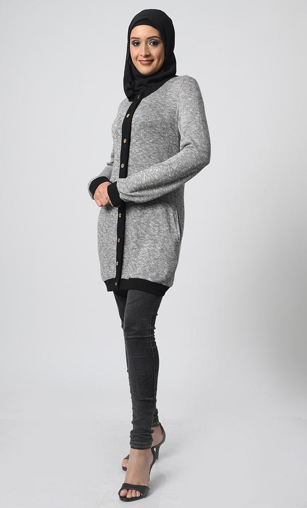 Button down Knitted Wool Winter Cardigan - EastEssence.com