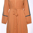 Button Down Tunic with Contrasting Colour Trim (Honey Sand) - EastEssence.com