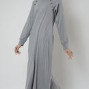 Buttoned shoulders detail basic everyday wear abaya dress - EastEssence.com