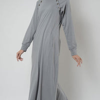 Buttoned shoulders detail basic everyday wear abaya dress - EastEssence.com