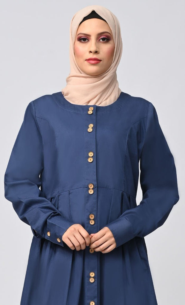 Buy Cotton Twill Button Down Abaya With Pockets - Final Sale - EastEssence.com