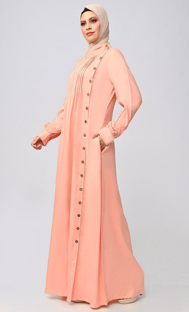 Buy Soft Rayon Button Down Abaya With Pockets - Final Sale - EastEssence.com