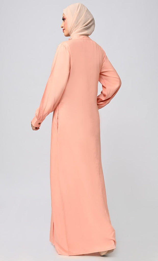 Buy Soft Rayon Button Down Abaya With Pockets - Final Sale - EastEssence.com