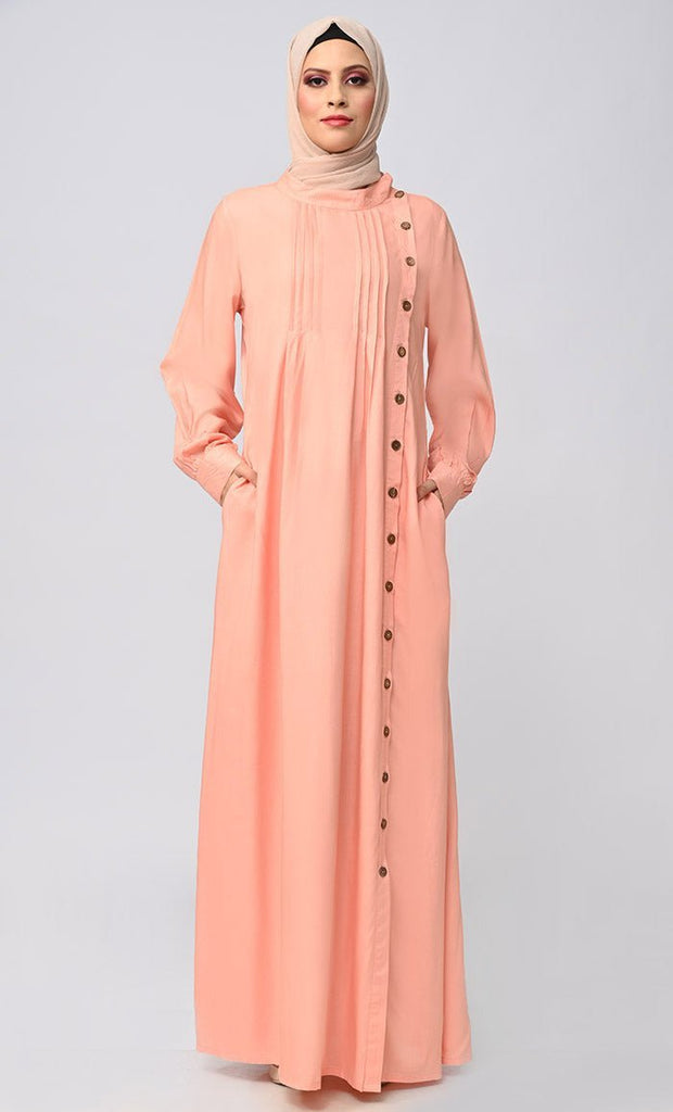 Buy Soft Rayon Button Down Abaya With Pockets - Final Sale - EastEssence.com