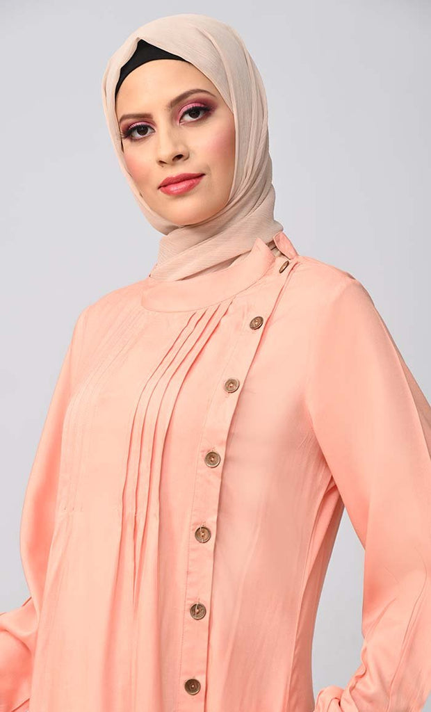 Buy Soft Rayon Button Down Abaya With Pockets - Final Sale - EastEssence.com