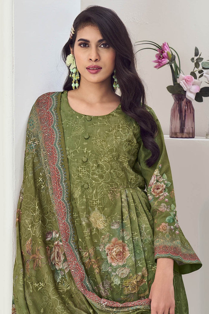 Casual Cotton Printed Pant Kameez Set with Dupatta - EastEssence.com