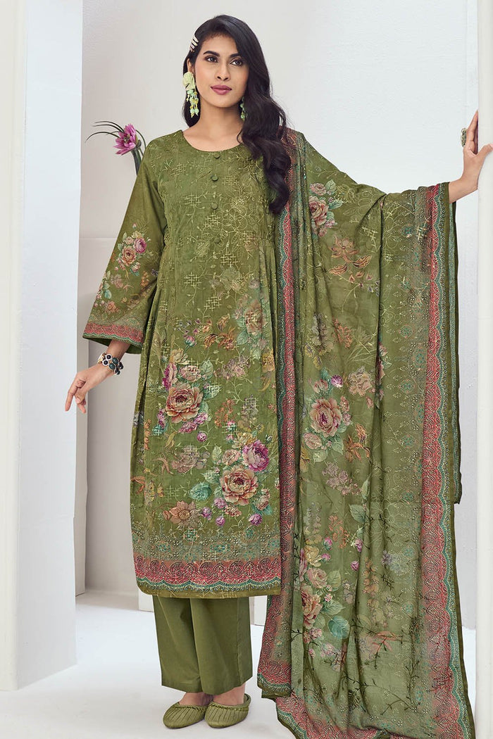Casual Cotton Printed Pant Kameez Set with Dupatta - EastEssence.com