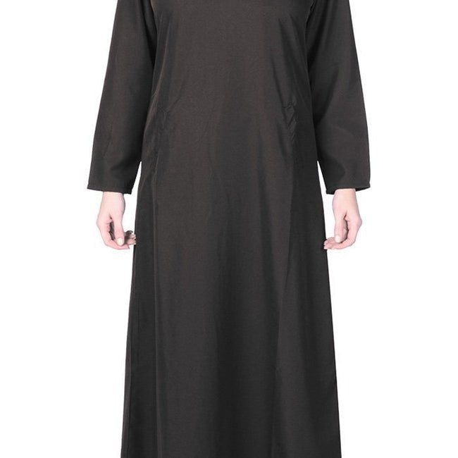 Casual Everyday Comfortable Amatullah Abaya Dress-Black - EastEssence.com