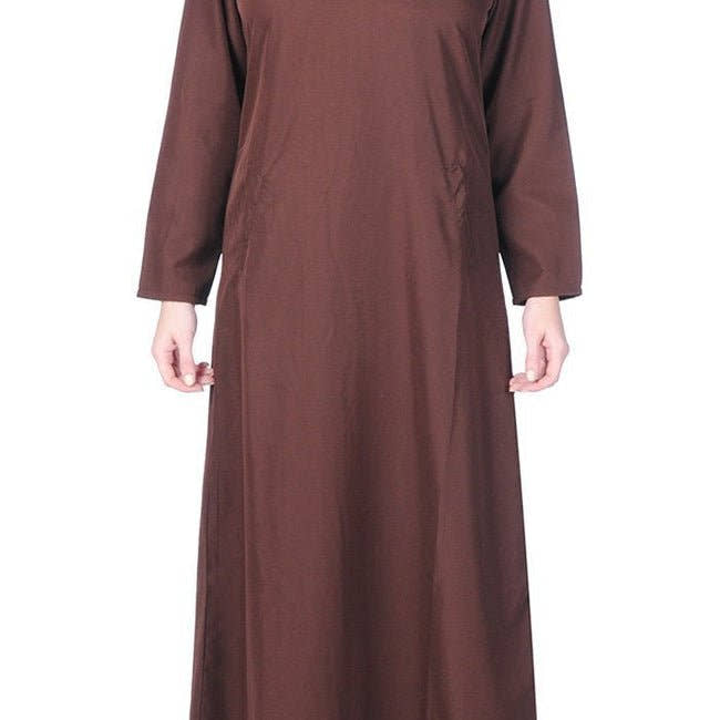 Casual Everyday Comfortable Amatullah Abaya Dress-Brown - EastEssence.com