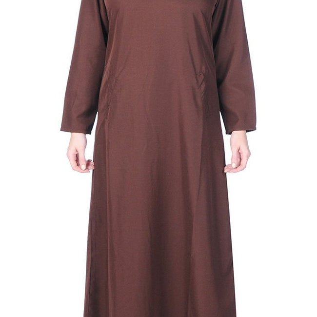 Casual Everyday Comfortable Amatullah Abaya Dress-Brown