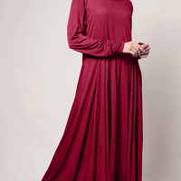 Casual Wear Fully Covered Muslimah Abaya Dress-Maroon - EastEssence.com