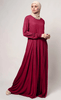 Casual Wear Fully Covered Muslimah Abaya Dress-Maroon