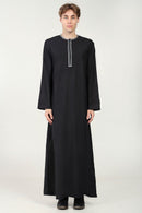 Classic Everyday Wear Thobe with Embroidered Neck & Zipper Opening - EastEssence.com