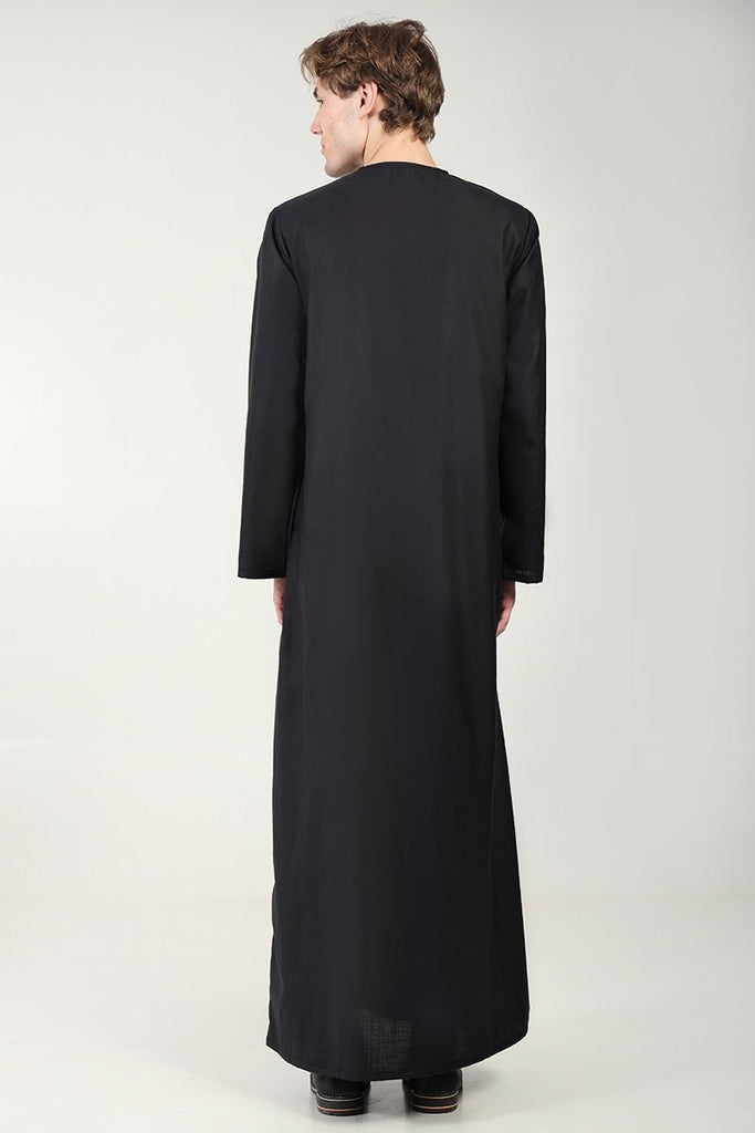 Classic Everyday Wear Thobe with Embroidered Neck & Zipper Opening - EastEssence.com