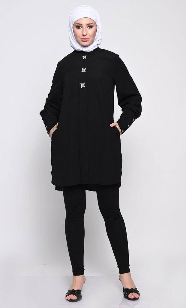 Classic Nida Tunic with asymmetric length - EastEssence.com