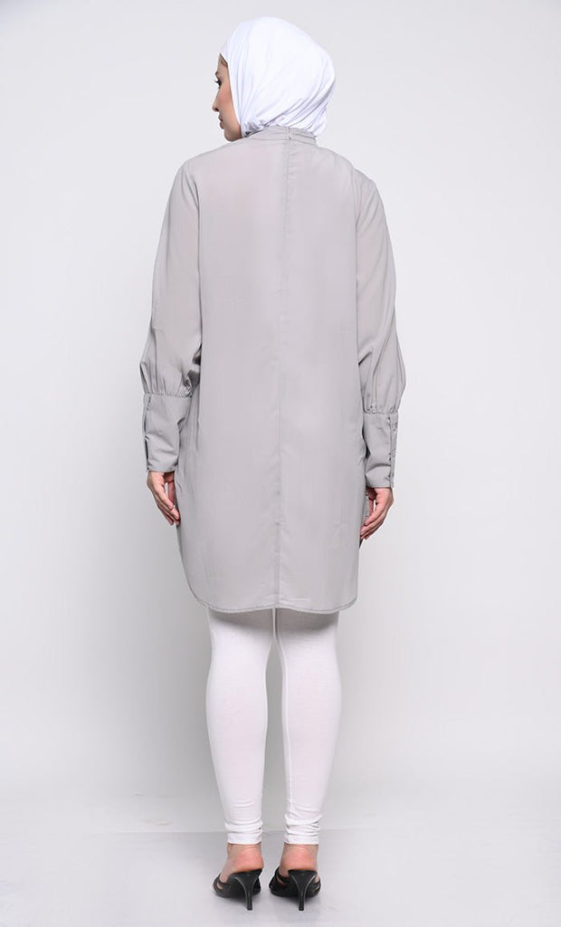 Classic Nida Tunic with Crystal Button Embellishments - EastEssence.com