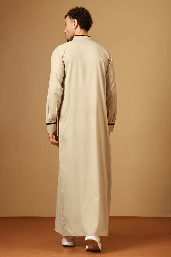 Classic Poly Cotton Jubba with Neck & Sleeve Piping - EastEssence.com