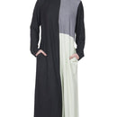 Color Block Grey & Cream Accent Abaya - EastEssence.com